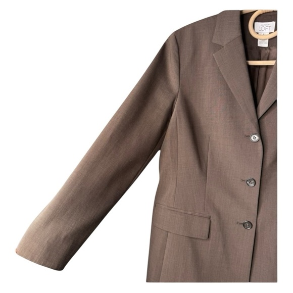 Ann Taylor Loft Wool Blend Espresso Brown Career Wear 3 button Blazer NWOT 8/M - Picture 11 of 13